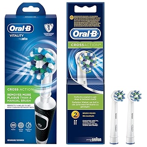 oral b vitality 100 black criss cross electric rechargeable toothbrush powered by braun amp oral b cross action toothbrush heads pack of 2 replacement refills for electric rechargeable - oral care combo