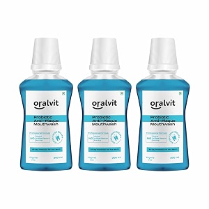 probiotic anti-plaque mouthwash with mild thyme  fights germs  no alcohol no burning sensation no artificial flavours for men amp women  300ml pack of 3