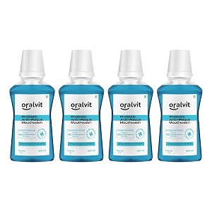 probiotic anti-plaque mouthwash with mild thyme  fights germs  no alcohol no burning sensation no artificial flavours for men amp women  300ml pack of 4