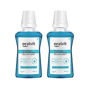 probiotic anti-plaque mouthwash with mild thyme  fights germs  no alcohol no burning sensation no artificial flavours for men amp women  300ml pack of 2