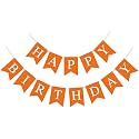 Orange Birthday Banner Sign Happy Birthday Bunting Banner Garland for Kids Girl Woman Tea Party Decorations Bunting Flag Themed Party Supplies