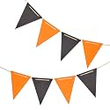 Orange and Black Pennant Banner,Black and Orange Vintage Double Sided Triangle Flag，for Party Decoration,Pack of 30pcs Triangle Flag
