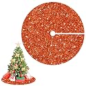 Orange Christmas Tree Skirt 46 Inches Sequin Velvet Tree Skirts Sparkle Hhalloween Tree Skirts Glitter Tree Skirt Mat Fall Tree Skirt for Thanksgiving Christmas Burnt Orange Decorations