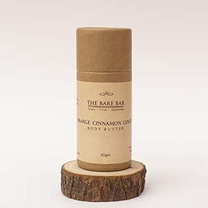 the bare bar orange cinnamon ginger butter for dry skin - 60gm  48hrs intense moisturization  shea butter moisturizer with mango butter amp neroli oil no chemicals amp parabens  for all skin types