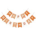 Orange Happy Birthday Banner Sign Birthday Bunting Banner Garland for Kids Girl Woman Tea Party Decorations Bunting Flag Party Supplies