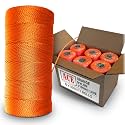 Orange Mason Line String Line - #18 Braided Nylon String - 6,000 Ft Length - Nylon Twine for Gardening Or Masonry Tools - Perfect Construction String for A String Level, Twine String for Gardening