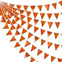 Orange Party Decorations Metallic Fabric Triangle Pennant Banner Flag Bunting Garland for Fall Autumn Thanksgiving Graduation Birthday Wedding Bridal Shower Baby Shower Anniversary Party Supplies