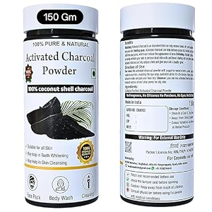 maf activated charcoal powder for face skin amp teeth whitening 150 gram grade a from coconut shell removes stains cleanses pores provides fresh breath and detoxifies body