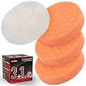 Orange Polish Pad, 3Pcs 5.5 Inch Face for 5 Inch Buffing Polishing Pads and Woolen Pads 125mm Backing Plate Compound Buffing Sponge for Car Buffer Polisher Compounding, Polishing and Waxing