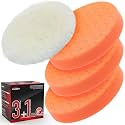 Orange Polish Pad, 3Pcs 6.5 Inch Face for 6 Inch Buffing Polishing Pads and Woolen Pads 150mm Backing Plate Compound Buffing Sponge for Car Buffer Polisher Compounding, Polishing and Waxing