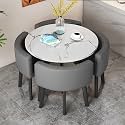 Orange Space-Saving Furniture Reception Table and Chair Set - Small Round Tables for Sales Office, Coffee Table and Chair Combination for Meetings and Negotiations,Dark Gray-Black Leg