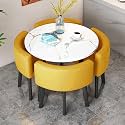 Orange Space-Saving Furniture Reception Table and Chair Set - Small Round Tables for Sales Office, Coffee Table and Chair Combination for Meetings and Negotiations,Yellow-Black Leg