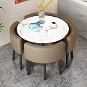 Orange Space-Saving Furniture Reception Table and Chair Set - Small Round Tables for Sales Office, Coffee Table and Chair Combination for Meetings and Negotiations,Light Coffee-Black Leg