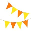 Orange Yellow Pennant Banner - Paper Triangle Flag Garland Hanging Bunting Banner for Citrus Party, Summer Fiesta, Construction Birthday, Fall Harvest, Sunflower and Classroom Decor