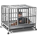 Oranland 38 Inch Heavy Duty Dog Crate for High Anxiety Large Dogs,Silver
