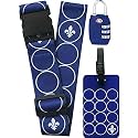 ORB Travel Luggage Strap Heavy Duty Quick Connect Buckle. Spot It Secure It (TE102-Indigo/White-fleur de lis)