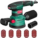 HYCHIKA Random Orbital Sander, 6 Variable Speed 3.8Amp 450W 5-Inch Electric Wood Sander with Double Handle, High Efficiency Dust Collector & 20Pcs Sandpapers for Heavy Duty Woodworking