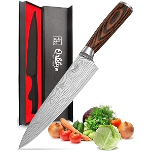 orblue chef knife 8-inch high carbon german stainless steel kitchen chef39s knife for cutting chopping dicing slicing amp mincing  professional cooking knife with ergonomic handle amp sharp blade