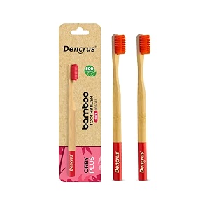 orby plus bamboo toothbrush for adults pack of 2  100 natural amp eco friendly manual toothbrush  ultra soft bristles for gentle sensitive gum care  red
