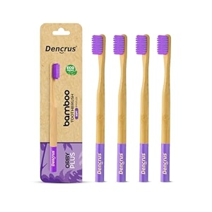orby plus bamboo toothbrush for adults pack of 4  100 natural amp eco friendly manual toothbrush  ultra soft bristles for gentle sensitive gum care  lavender