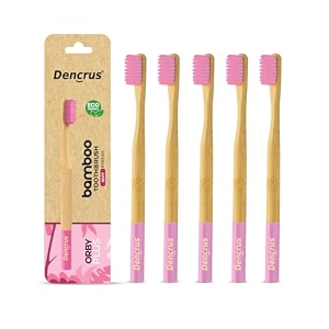 orby plus bamboo toothbrush for adults pack of 4  100 natural amp eco friendly manual toothbrush  ultra soft bristles for gentle sensitive gum care  blue