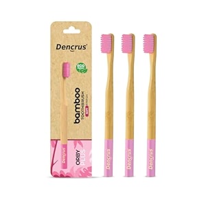orby plus bamboo toothbrush for adults pack of 4  100 natural amp eco friendly manual toothbrush  ultra soft bristles for gentle sensitive gum care  blue