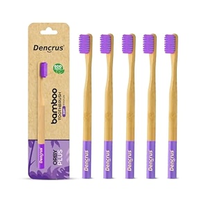 orby plus bamboo toothbrush for adults pack of 5  manual toothbrush  ultra soft bristles  gentle sensitive gum care  100 natural amp eco friendly  lavender