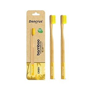 orby plus bamboo toothbrush for adults pack of 3  100 natural amp eco friendly manual toothbrush  ultra soft bristles for gentle sensitive gum care  yellow
