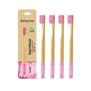 orby plus bamboo toothbrush for adults pack of 4  100 natural amp eco friendly manual toothbrush  ultra soft bristles for gentle sensitive gum care  blue