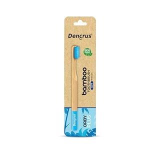 orby plus bamboo toothbrush for adults pack of 4  100 natural amp eco friendly manual toothbrush  ultra soft bristles for gentle sensitive gum care  blue