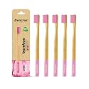 Orby Plus Bamboo Toothbrush for Adults (Pack of 4) | 100% Natural &amp; Eco Friendly Manual Toothbrush | Ultra Soft Bristles for Gentle Sensitive Gum Care | Blue