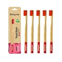 Orby Plus Bamboo Toothbrush for Adults (Pack of 3) | 100% Natural &amp; Eco Friendly Manual Toothbrush | Ultra Soft Bristles for Gentle Sensitive Gum Care | Red