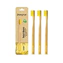 Orby Plus Bamboo Toothbrush for Adults (Pack of 3) | 100% Natural & Eco Friendly Manual Toothbrush | Ultra Soft Bristles for Gentle Sensitive Gum Care | Yellow