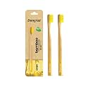 Orby Plus Bamboo Toothbrush for Adults (Pack of 3) | 100% Natural &amp; Eco Friendly Manual Toothbrush | Ultra Soft Bristles for Gentle Sensitive Gum Care | Yellow