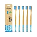 Orby Plus Bamboo Toothbrush for Adults (Pack of 4) | 100% Natural &amp; Eco Friendly Manual Toothbrush | Ultra Soft Bristles for Gentle Sensitive Gum Care | Blue
