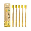 Orby Plus Bamboo Toothbrush for Adults (Pack of 3) | 100% Natural &amp; Eco Friendly Manual Toothbrush | Ultra Soft Bristles for Gentle Sensitive Gum Care | Yellow