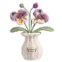 Orchid Crochet Flower Pot Purple Handmade Knitted Phalaenopsis Desk Decor for Home Office