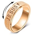 OreilleStar Fidget Spinner Anxiety Ring for Women: Fidget Toys Adults Cute Jesus Cross Thumb Ring Stainless Steel Gold Silver Size 5 6 7 8 9 10