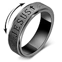 OreilleStar Fidget Spinner Anxiety Ring for Women: Fidget Toys Adults Cute Jesus Cross Thumb Ring Stainless Steel Gold Silver Size 5 6 7 8 9 10