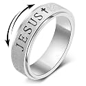 OreilleStar Fidget Spinner Anxiety Ring for Women: Fidget Toys Adults Cute Jesus Cross Thumb Ring Stainless Steel Gold Silver Size 5 6 7 8 9 10