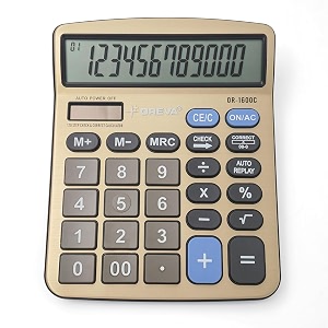 oreva or-1600-c 12-digit desktop calculator  aluminum face  large display  gst calculation  120 steps check  solar amp battery  elegant design with 1 year warranty - golden