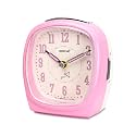 OREVA Alarm Table Clock with 4 Step Snooze Buzzer Sound (9 cm x 6.1 cm x 10.3 cm, AA3097)(Pink)