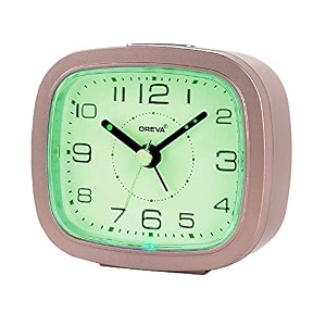 oreva plastic alarm table clock with led and 4 step buzzer sound brown body green 94 cm x 39 cm x 85 cm aa3507