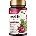 Organic Beet Root Capsules - 1300mg Extra Strength Beetroot Powder Supplement - Supports Nitric Oxide Production, Heart Health &amp; Natural Energy - For Men &amp; Women - Bottled in USA - 180 Veggie Capsules