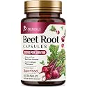 Organic Beet Root Capsules - 1300mg Extra Strength Beetroot Powder Supplement - Supports Nitric Oxide Production, Heart Health &amp; Natural Energy - For Men &amp; Women - Bottled in USA - 240 Veggie Capsules