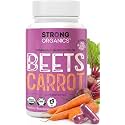 Organic Carrot & Beet Juice Powder Capsules–Nitric Oxide, Vitamin A 120 ct