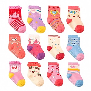 organic cotton ankle length anti slip socks for baby with grip 0-36 months-cartoon multicolored in age 12 months 18 months 4