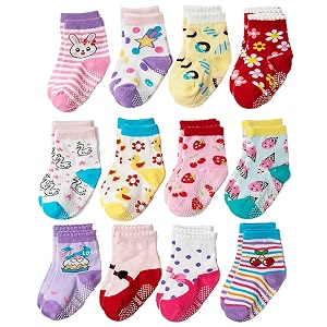 organic cotton anti-skid socks non slip kids toddler socks with grip  pack of 46 amp12 pair color amp print may vary 0 to 5 years size