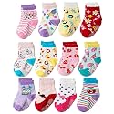 Organic Cotton Anti-Skid Socks Non Slip Kids Toddler Socks with Grip | (Pack of 4,6 &amp;12 Pair) (Color &amp; Print May Vary) (0 to 5 years size)