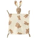Organic Cotton Muslin Lovey Blanket, Organic Cotton Muslin Bunny Security Blanket Soft & Breathable Lovie Baby Gifts for Boys and Girls